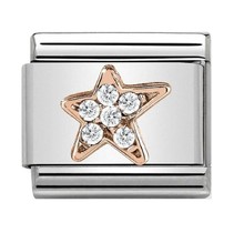 Nomination Link Rosékleurig - 430302-16 - Classic SYMBOLS IN STAINLESS STEEL WITH 9K ROSE GOLD AND CZ - Asymmatric Star