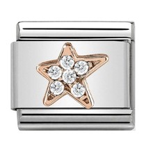 Nomination Link Rosékleurig - 430302-16 - Classic SYMBOLS IN STAINLESS STEEL WITH 9K ROSE GOLD AND CZ - Asymmatric Star