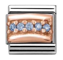 Nomination Link Rosékleurig - 430304-05 - Classic ENGRAVED PAVE - Light Blue CZ