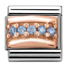 Nomination Link Rosékleurig - 430304-05 - Classic ENGRAVED PAVE - Light Blue CZ