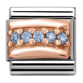 Nomination Link Rosékleurig - 430304-05 - Classic ENGRAVED PAVE - Light Blue CZ