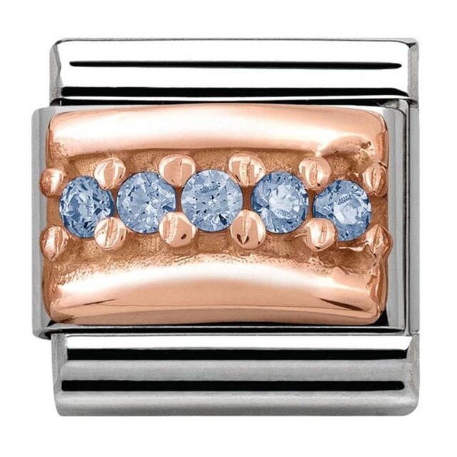 Nomination Link Rosékleurig - 430304-05 - Classic ENGRAVED PAVE - Light Blue CZ Nomination Link Rosékleurig - 430304-05 - Classic ENGRAVED PAVE - Light Blue CZ