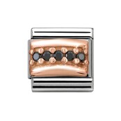 Nomination Link Rosékleurig - 430304-10 - Classic ENGRAVED PAVE - Black CZ Nomination Link Rosékleurig - 430304-10 - Classic ENGRAVED PAVE - Black CZ
