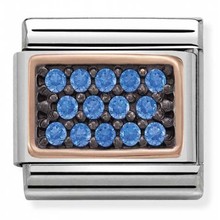 Nomination Link Rosékleurig - 430313-06 Classic PAVE 2 FINISHES - Rectangle Light Blue