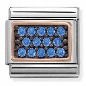 Nomination Link Rosékleurig - 430313-06 Classic PAVE 2 FINISHES - Rectangle Light Blue