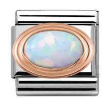 Nomination Link Rosékleurig - 430501-07 - Classic OVAL HARD STONES - White Opal