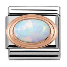 Nomination Link Rosékleurig - 430501-07 - Classic OVAL HARD STONES - White Opal