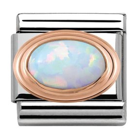Nomination Link Rosékleurig - 430501-07 - Classic OVAL HARD STONES - White Opal