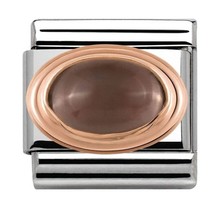 Nomination Link Rosékleurig - 430501-29 - Classic OVAL HARD STONES - Smoky Quartz