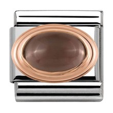 Nomination Link Rosékleurig - 430501-29 - Classic OVAL HARD STONES - Smoky Quartz