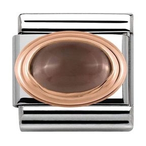 Nomination Link Rosékleurig - 430501-29 - Classic OVAL HARD STONES - Smoky Quartz