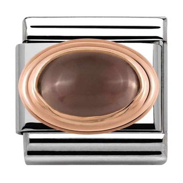 Nomination Link Rosékleurig - 430501-29 - Classic OVAL HARD STONES - Smoky Quartz