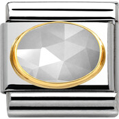 Nomination Link - 030515-01 - Faceted Jade Grey 18K Goud Nomination Link - 030515-01 - Faceted Jade Grey 18K Goud