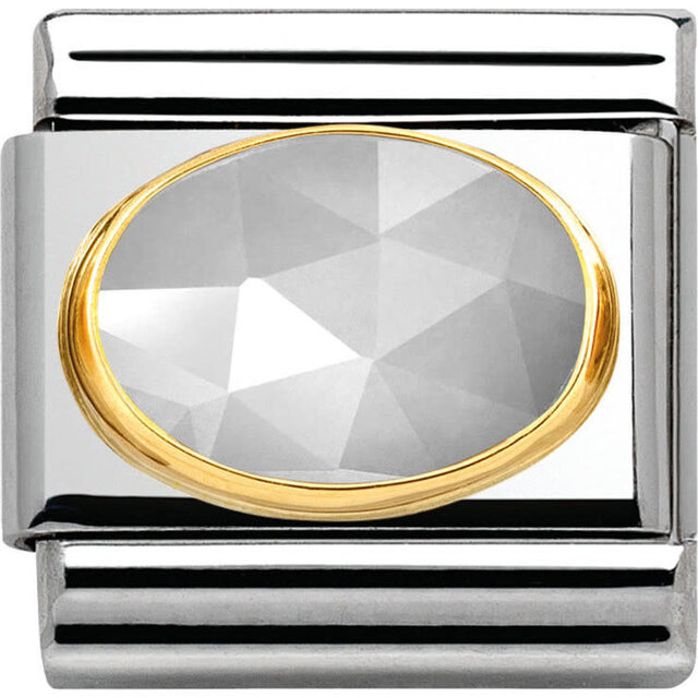 Nomination Link - 030515-01 - Faceted Jade Grey 18K Goud Nomination Link - 030515-01 - Faceted Jade Grey 18K Goud