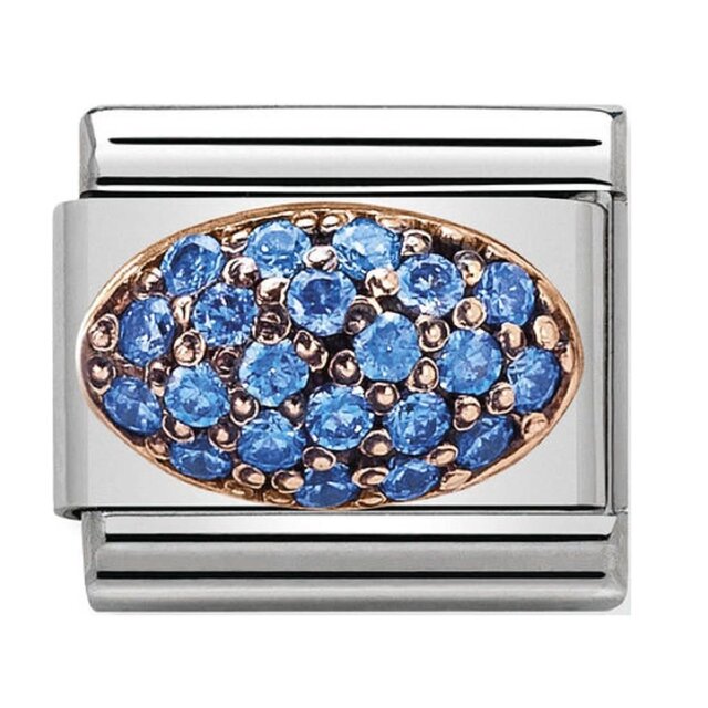 Nomination Link - 430314-03 - Dome with Light Blue CZ Nomination Link - 430314-03 - Dome with Light Blue CZ