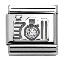 Nomination Link 330311/06 Camera in Silver and Stone