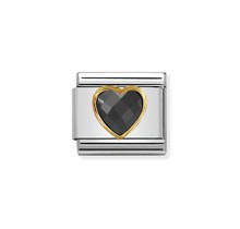 Nomination Link - 030610-011 - Classic HEART FACETED - Black