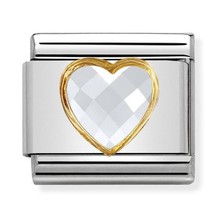 Nomination - 030610-010- Link Classic HEART FACETED -  White