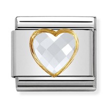 Nomination Link - 030610-010 - Classic HEART FACETED -  White