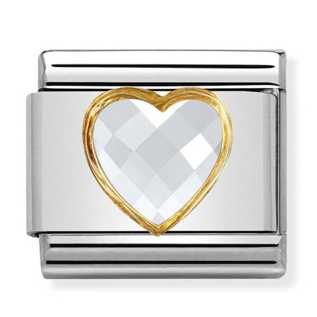 Nomination Link - 030610-010 - Classic HEART FACETED -  White