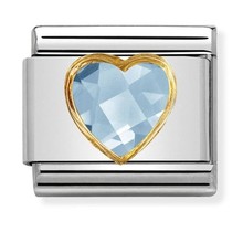 Nomination Link - 030610-006 - Classic HEART FACETED -  Light Blue
