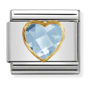 Nomination Link - 030610-006 - Classic HEART FACETED -  Light Blue