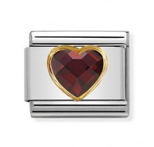 Nomination - 030610-005- Link Classic HEART FACETED -  Red
