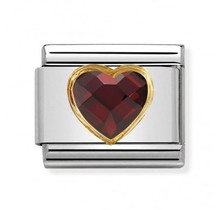 Nomination Link - 030610-005 - Classic HEART FACETED -  Red