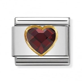 Nomination Link - 030610-005 - Classic HEART FACETED -  Red
