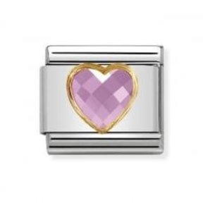 Nomination Link - 030610-003 - Classic HEART FACETED -  Pink