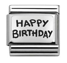 Nomination - 330102-41- Link Classic PLATES OXIDIZED - Happy Birthday