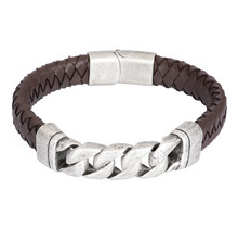 iXXXi Men Bracelet Albert Mat Zilver Bruin