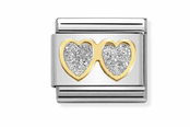 Nomination Link - 030220-01 -  Classic GLITTER SYMBOLS - Double Silver Hearts Nomination Link - 030220-01 -  Classic GLITTER SYMBOLS - Double Silver Hearts