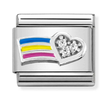 Nomination Link - 330321-01- Classic CL SYMBOLS - White Heart with Rainbow