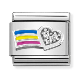 Nomination Link - 330321-01- Classic CL SYMBOLS - White Heart with Rainbow