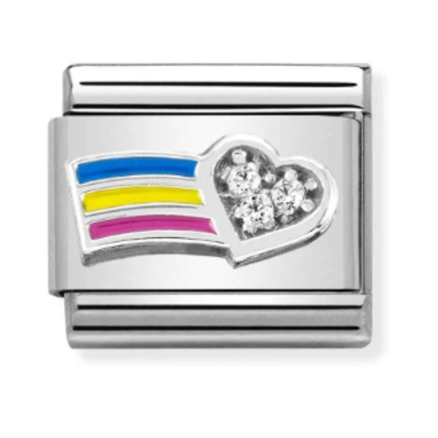 Nomination Link - 330321-01- Classic CL SYMBOLS - White Heart with Rainbow