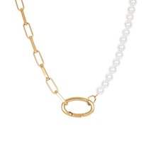 iXXXi Jewelry Ketting Square Chain Pearl Goudkleurig