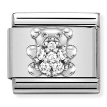 Nomination Link - 330304-37 - Classic CL SYMBOLS  - White Teddy Bear with CZ