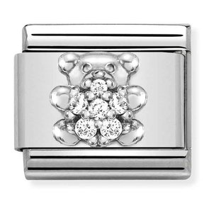 Nomination Link - 330304-37 - Classic CL SYMBOLS  - White Teddy Bear with CZ