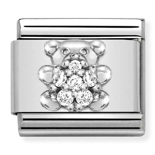 Nomination Link - 330304-37 - Classic CL SYMBOLS  - White Teddy Bear with CZ Nomination Link - 330304-37 - Classic CL SYMBOLS  - White Teddy Bear with CZ