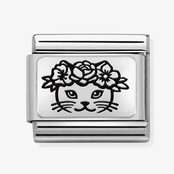 Nomination Link - 330111-23 - Classic PLATES - Cat Flowers