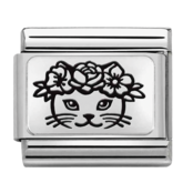 Nomination Link - 330111-23 - Classic PLATES - Cat Flowers