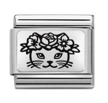 Nomination Link - 330111-23 - Classic PLATES - Cat Flowers