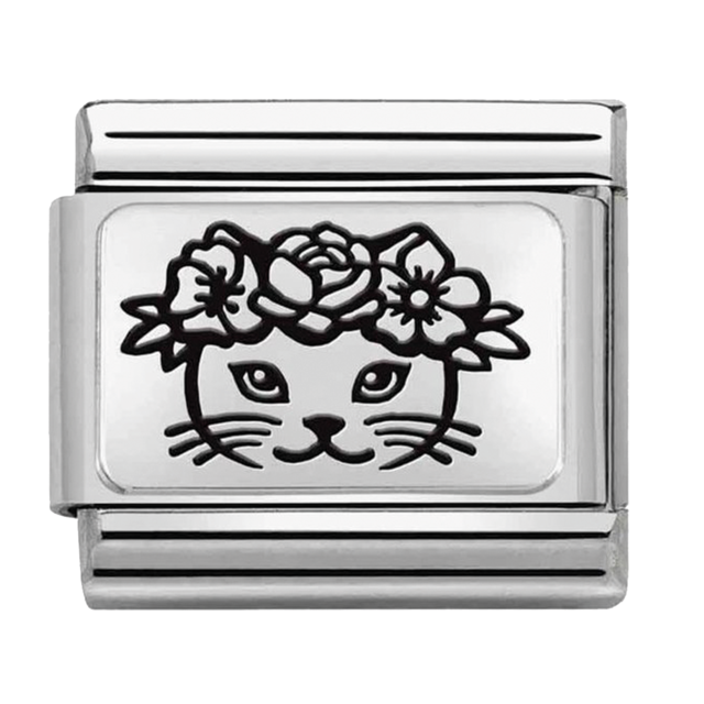 Nomination Link - 330111-23 - Classic PLATES - Cat Flowers