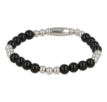 Elastische Onyx Armband Zilverkleurig