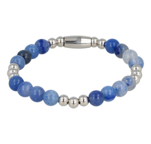 Elastische Blue Aventurine Armband Zilverkleurig