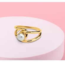 Twisted Pearl Sprinkle Ring Set Goudkleurig