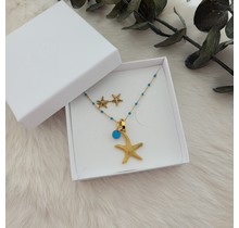 Samengestelde iXXXi Ketting Magic Turquoise Zeester Goudkleurig