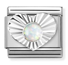 Nomination Link - 330508-07- Classic STONES - Diamond Heart - White Opal