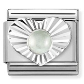 Nomination Link - 330508-13- Classic STONES - Diamond Heart - White Pearl